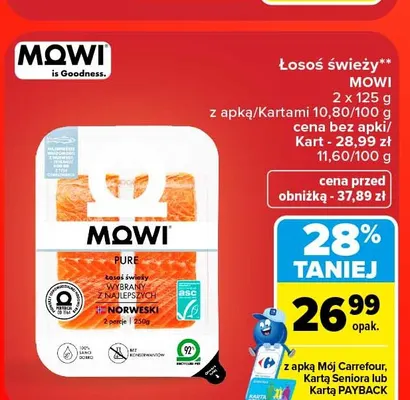 Łosoś świeży Mowi 2-pak promocja w Carrefour