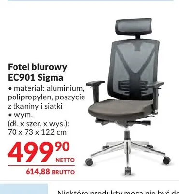 Fotel biurowy EC901 Sigma 70x73x122cm promocja w Makro