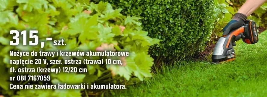 Nożyce do trawy i krzewów akumulatorowe promocja w OBI