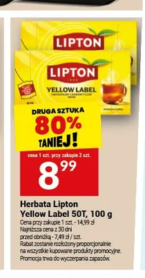 Herbata czarna Lipton Yellow Label promocja w Twój Market