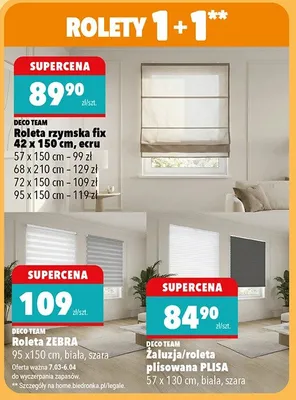 Roleta ZEBRA 95 x 150cm, biała, szara promocja w Biedronka