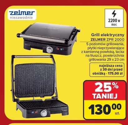 Grill elektryczny Zelmer ZPR 2000 promocja w Carrefour
