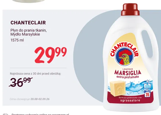 Płyn do prania tkanin mydło marsylskie Chanteclair promocja w Rossmann