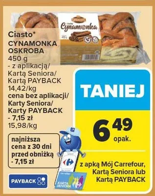 Ciasto cynamonka oskroba promocja w Carrefour Market