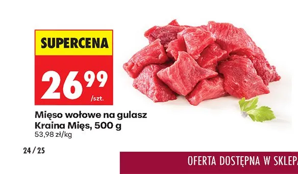 Mięso wołowe na gulasz Kraina Mięs promocja w Biedronka