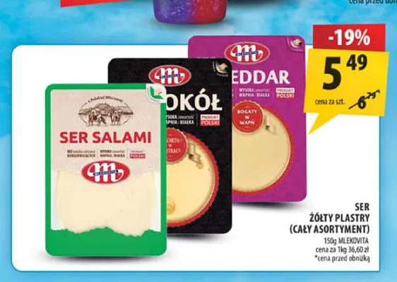 Ser żółty plastry Mlekovita Salami promocja w Arhelan
