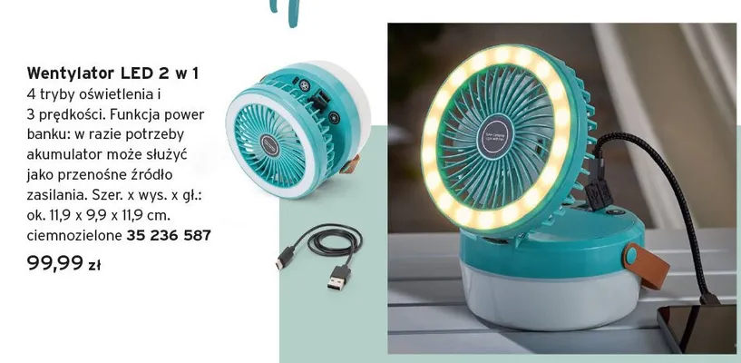 Wentylator LED 2 w 1 promocja w Tchibo