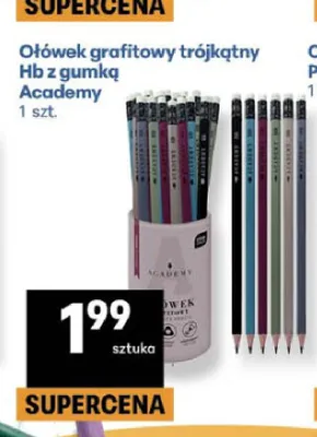 Ołówek grafitowy trójkątny HB z gumką Academy promocja w Delikatesy Centrum