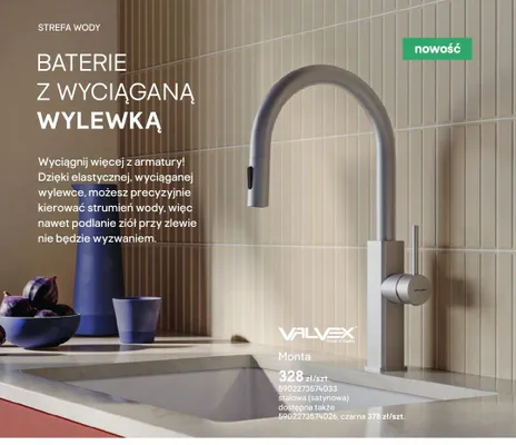 Bateria VALVEX Monta stalowa (satynowa) promocja w Castorama