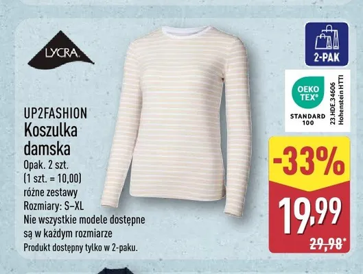 Koszulka damska UP2FASHION 2-pak promocja w Aldi