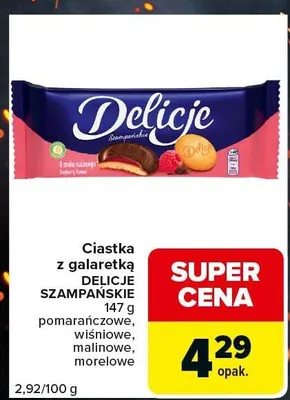 Ciastka z galaretką morelowe Delicje Szampańskie promocja w Carrefour Express