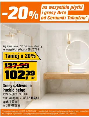 Gres szkliwiony Pueblo beige promocja w OBI