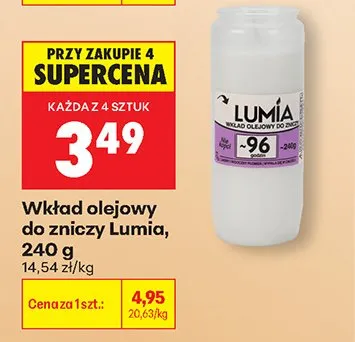 Wkład olejowy do zniczy Lumia promocja w Biedronka