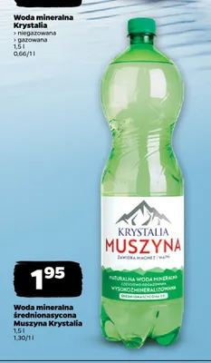 Woda mineralna średnionasycona Muszyna Krystalia promocja w Netto