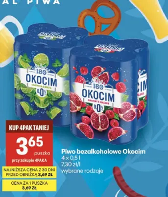 Piwo bezalkoholowe Okocim Limonka z miętą 4-pak 500 ml promocja w Delikatesy Centrum