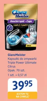 Kapsułki do zmywarki Triple Power Ultimate Citrus GlanzMeister promocja w Drogerie DM