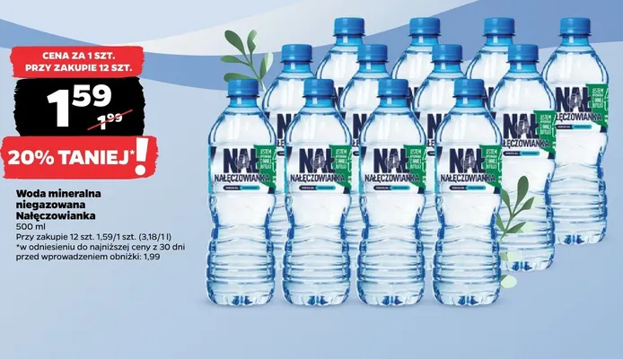 Woda mineralna niegazowana Nałęczowianka promocja w Netto