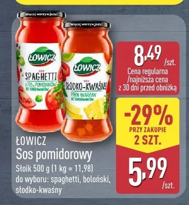 Sos pomidorowy słodko-kwaśny Łowicz promocja w Aldi