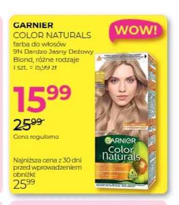Farba do włosów Color Naturals 9N Bardzo Jasny Beżowy Blond Garnier promocja w Drogerie Jawa