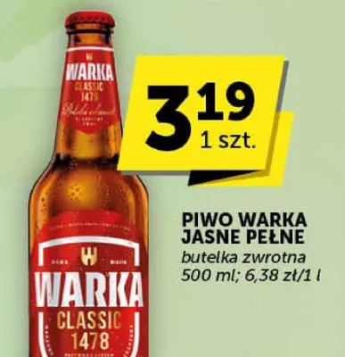 Piwo Warka Jasne Pełne butelka zwrotna promocja w Groszek