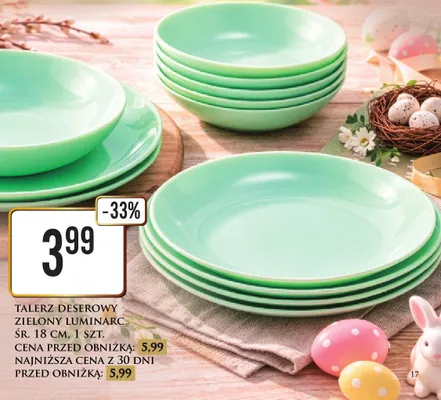 Talerz deserowy zielony Luminarc promocja w Dino
