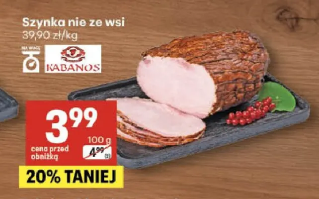 Szynka nie ze wsi Kabanos promocja w Delikatesy Centrum