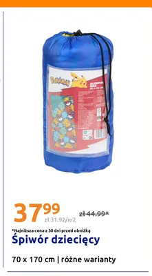 Śpiwór dziecięcy Pokémon 70x170 cm promocja w Action