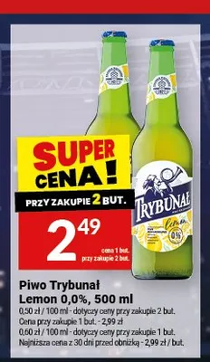 Piwo bezalkoholowe Trybunał Lemon promocja w Twój Market