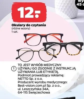 Okulary do czytania promocja w Netto