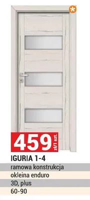 Drzwi IGURIA 1-4 ramowa konstrukcja okleina enduro 3D plus 60-90 promocja w Merkury Market