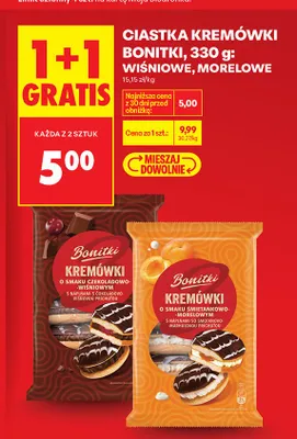 Ciastka kremówki Bonitki wiśniowe promocja w Biedronka