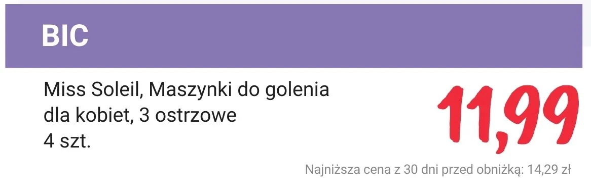 Maszynki do golenia Miss Soleil dla kobiet 3 ostrzowe promocja w Rossmann