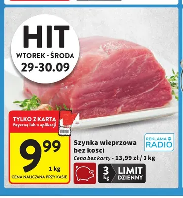 Szynka wieprzowa bez kości promocja w Intermarche