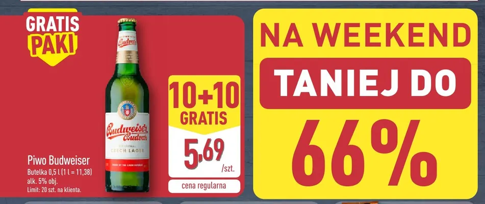 Piwo Budweiser promocja w Aldi