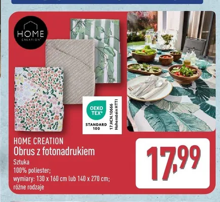 Obrus z fotonadrukiem Home Creation promocja w Aldi