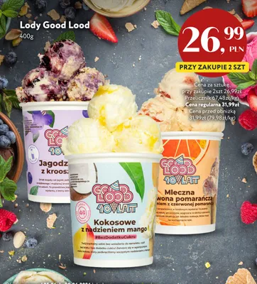 Lody Mleczna czerwona pomarańcza z nadzieniem z czerwonej pomarańczy Good Lood promocja w Market Point