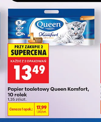 Papier toaletowy Queen Komfort 10-pak promocja w Biedronka