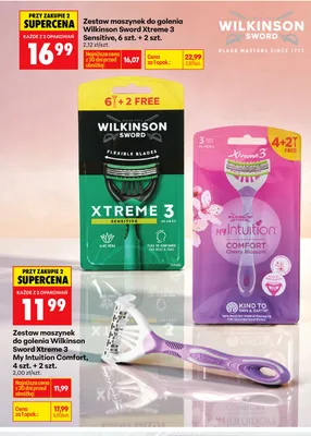 Zestaw maszynki do golenia Wilkinson Sword Xtreme 3 My Intuition Comfort promocja w Biedronka