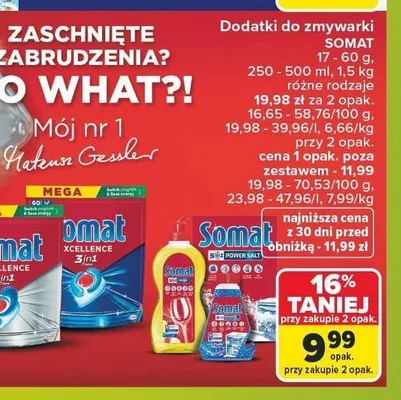 Środek do czyszczenia zmywarki Somat promocja w Carrefour Market