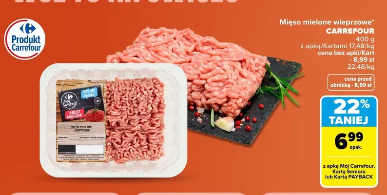 Mięso mielone wieprzowe Carrefour promocja w Carrefour