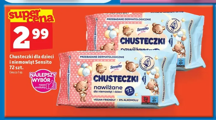 Chusteczki dla dzieci i niemowląt Sensito promocja w TOPAZ