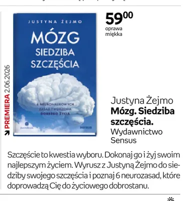 Książka Mózg. Siedziba szczęścia. Justyna Żejmo oprawa miękka promocja w Empik