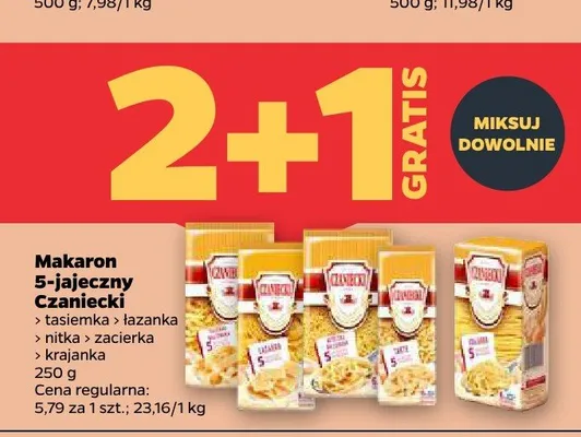 Makaron 5-jajeczny Czaniecki tasiemka promocja w Netto