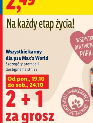 Karma dla psa Max's World promocja w Lidl