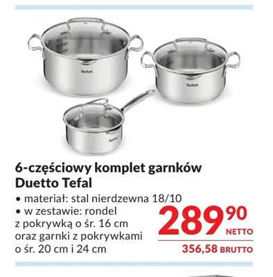6-częściowy komplet garnków Duetto Tefal promocja w Makro