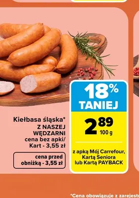 Kiełbasa śląska Z Naszej Wędzarni promocja w Carrefour