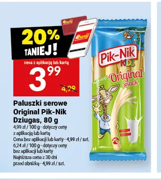 Paluszki serowe Original Pik-Nik Dziugas promocja w Twój Market