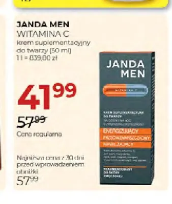 Krem suplementacyjny do twarzy Witamina C Janda Men promocja w Drogerie Jawa