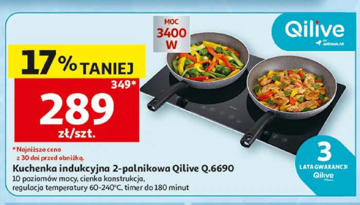 Kuchenka indukcyjna 2-palnikowa Qilive Q.6690 promocja w Auchan