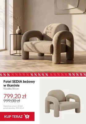 Fotel SEDIA beżowy w tkaninie promocja w Homla